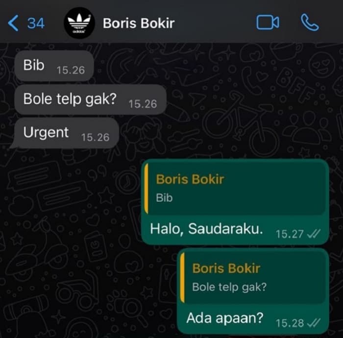 Isi chat Boris Bokir yang diunggah di akun Instagram Habib Jafar. - Image
