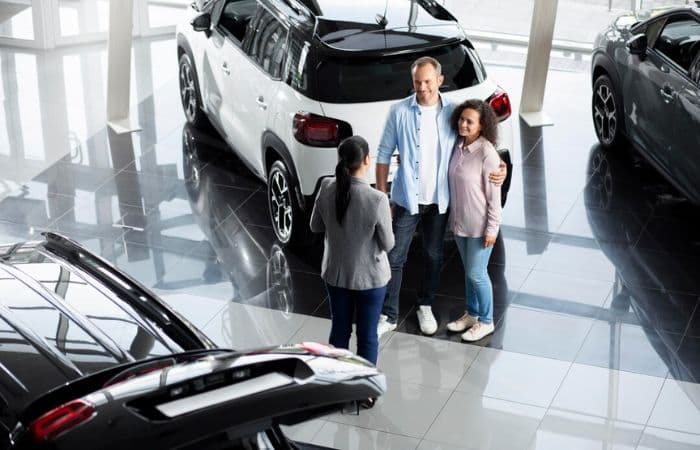 Ilustrasi tempat rental mobil. - Image