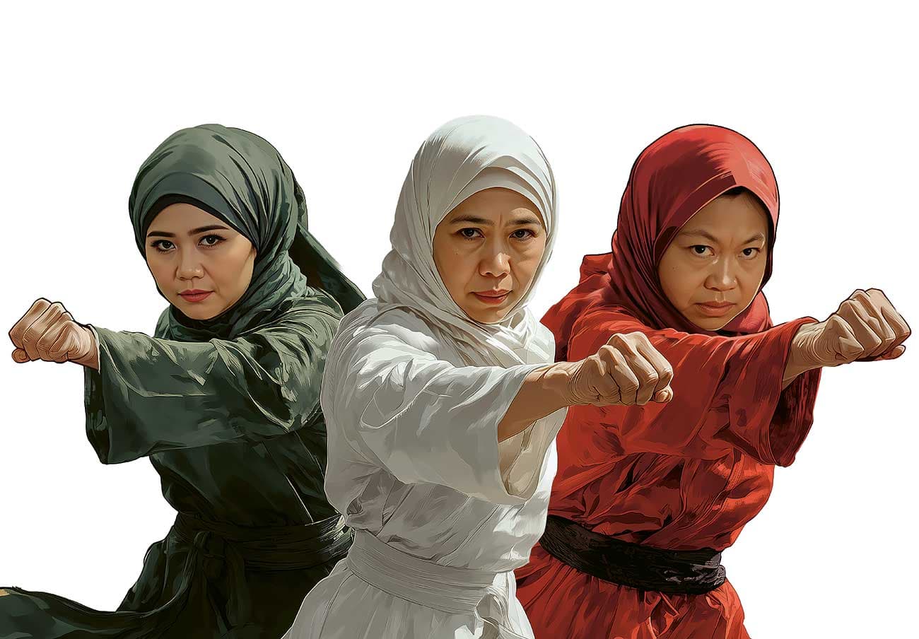 Perempuan yang Jadi Cagub Jawa Timur: Luluk Nur Hamidah, Khofifah Indar Parawansa, dan Tri Rismaharini. (Jawa Pos) - Image