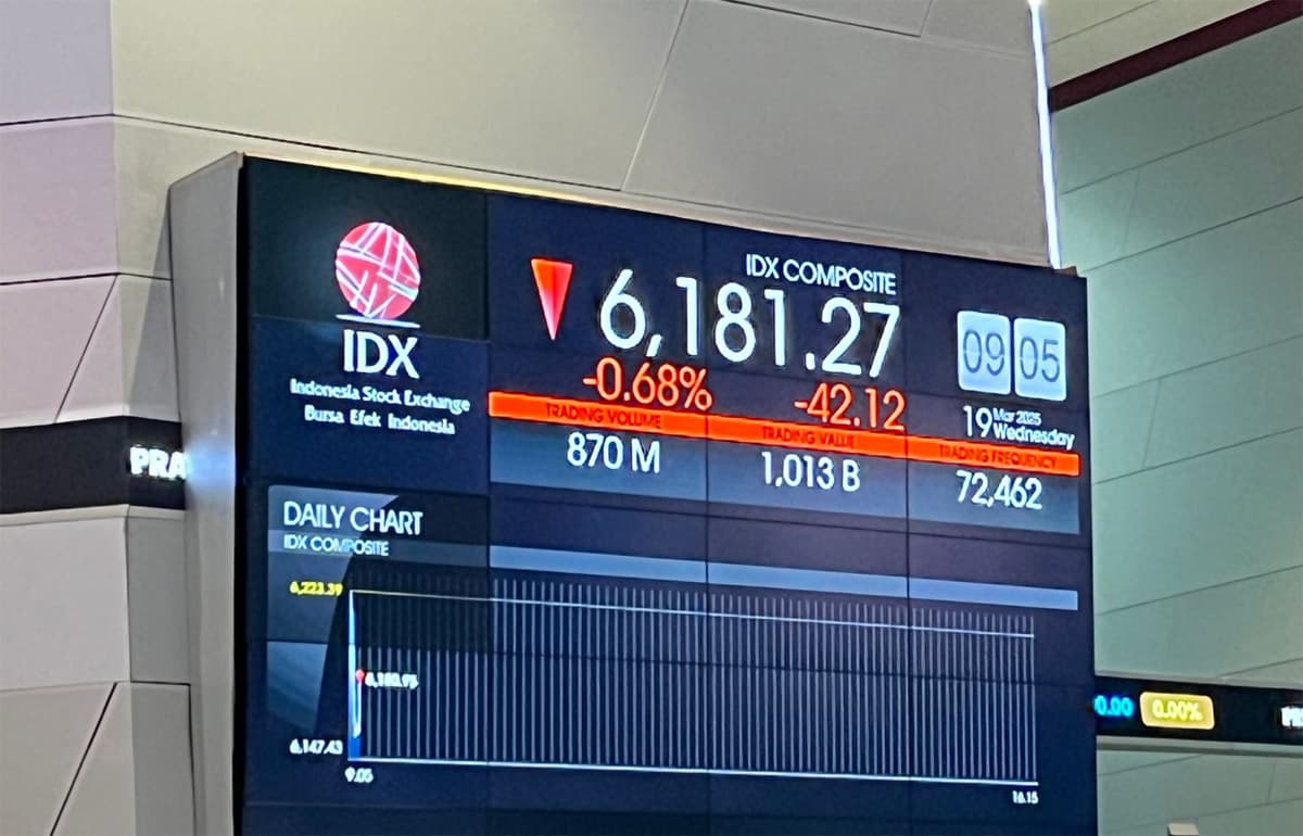 Papan pergerakan Indeks Harga Saham Gabungan (IHSG) di Bursa Efek Indonesia (BEI). (Foto: Nurul Fitriana/JawaPos.com) - Image