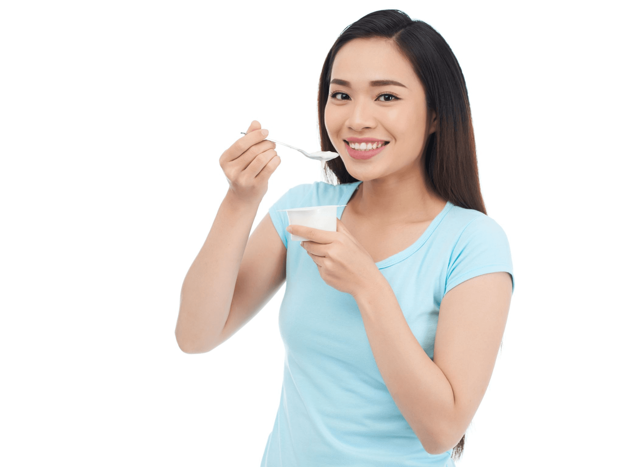 Ilustrasi seorang perempuan sedang mengkonsumsi makanan kaya probiotik (Dok. Freepik) - Image