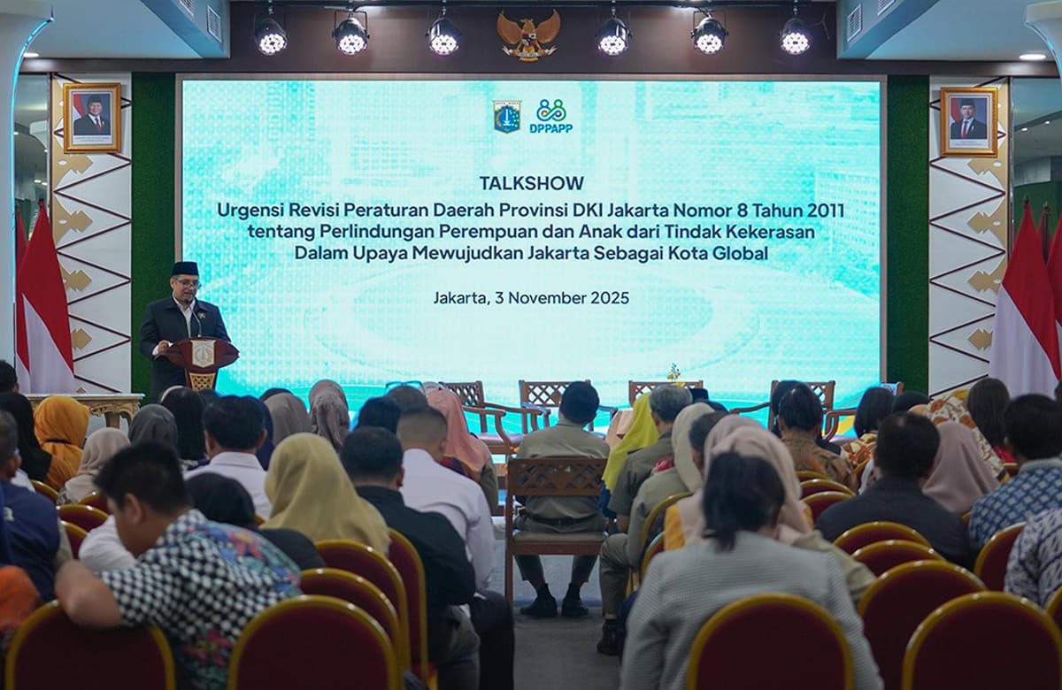 Talkshow bertema &lsquo;Urgensi Revisi Peraturan Daerah Nomor 8 Tahun 2011 tentang Perlindungan Perempuan dan Anak dari Tindak Kekerasan dalam Upaya Mewujudkan Jakarta Sebagai Kota Global&rsquo;. (Istimewa). - Image