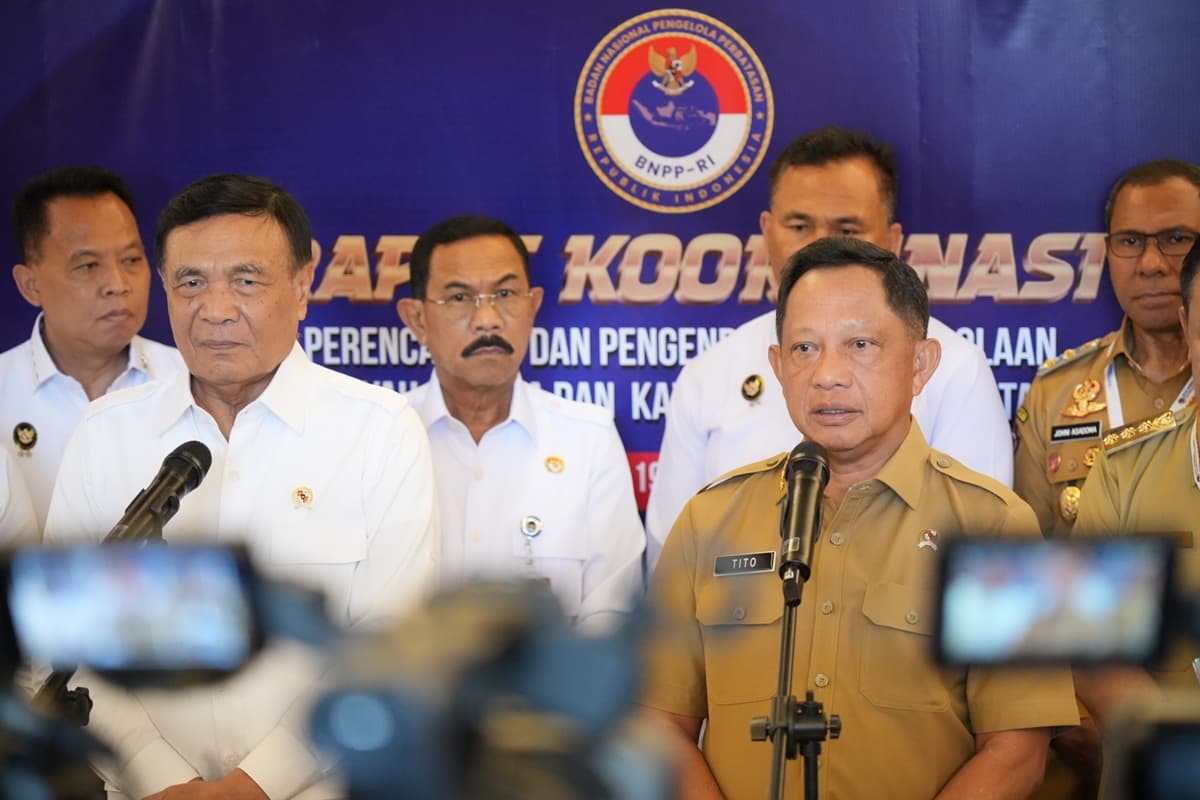 Jumpa pers Rapat Koordinasi Perencanaan dan Pengendalian (Rakorendal) Pengelolaan Batas Wilayah Negara dan Kawasan Perbatasan Tahun 2025 di Hotel Sentul Lake, Bogor, Selasa (18/11). (Istimewa) - Image