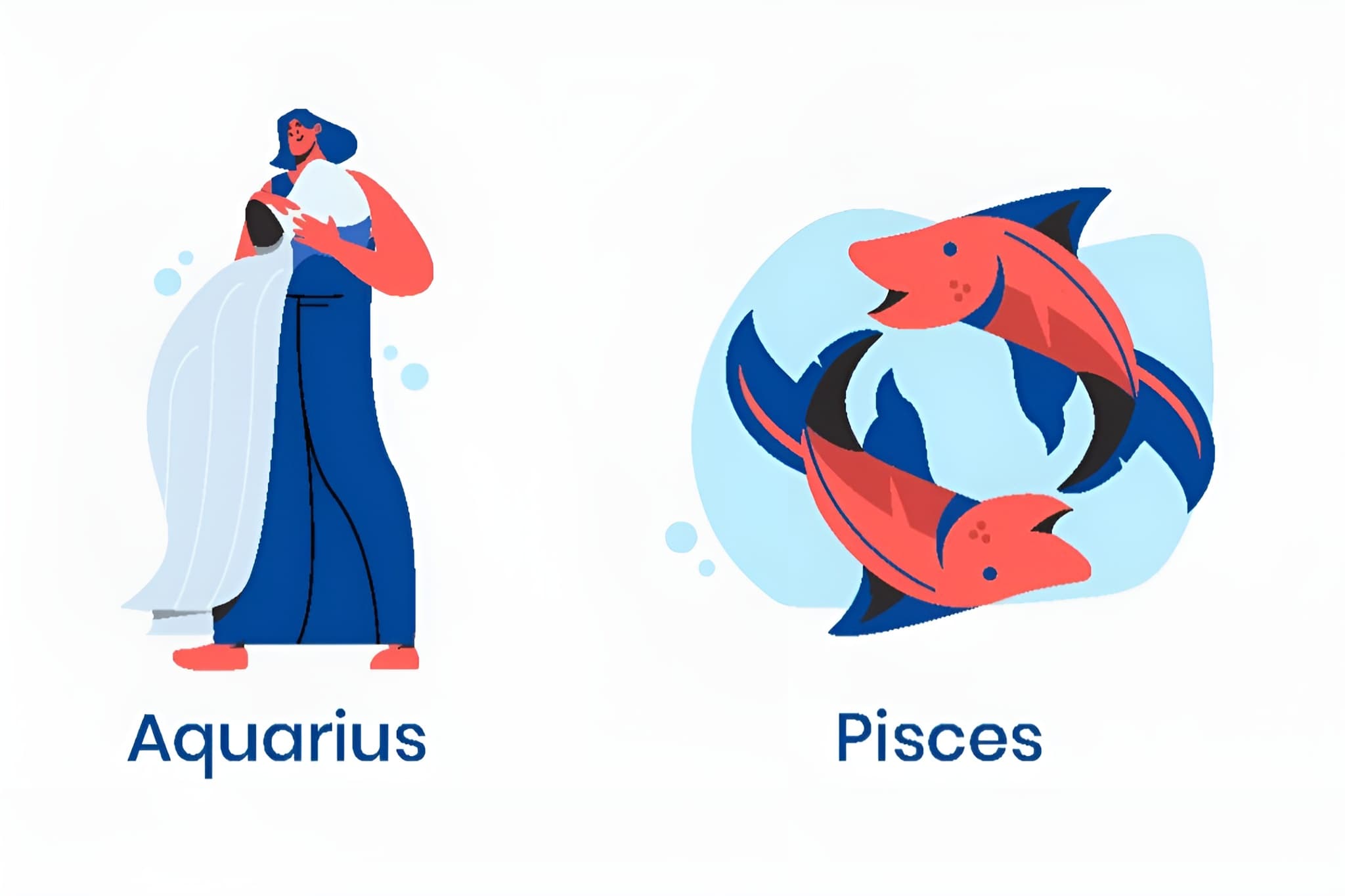 Ilustrasi zodiak Aquarius dan Pisces (freepik) - Image