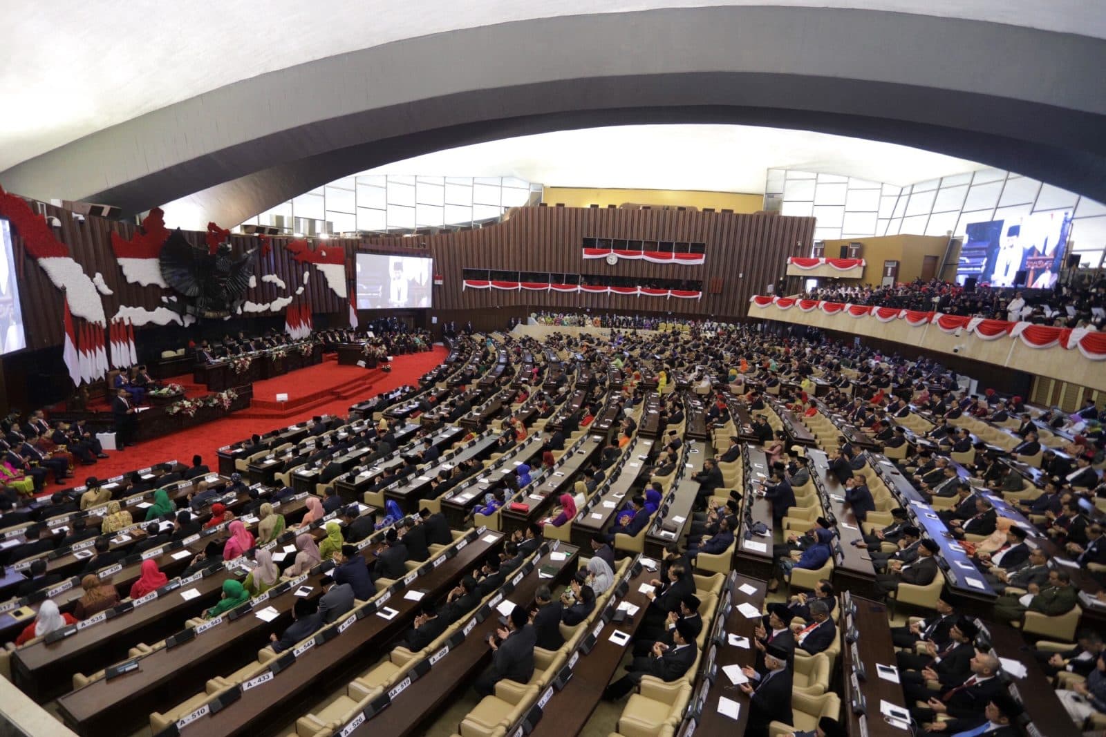 ILUSTRASI: Suasana Sidang Tahunan MPR di Kompleks Parlemen, Senayan, Jakarta, Jumat (16/8/2019). Presiden Joko Widodo (Jokowi) menutup pidato sidang tahunan di depan forum MPR 2019 dengan pesan tentang semangat persatuan. Jokowi menyebut peribahasa Melayu - Image